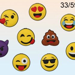 DISC RUBBER EMOTICON MAGNETS – 9 ASSTD