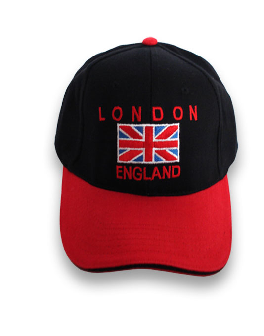 Baseball Cap London Flag England Blk & Red - The Gift Wholesaler
