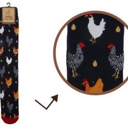 LADIES WELLY SOCKS – COLOURFUL CHICKEN