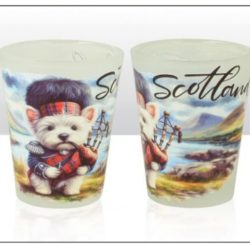 Scotland Piper Westie Frosted Shot Glass